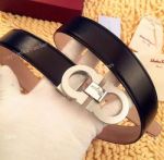 Best Quality Ferragamo Belt Replica Smooth Leather Belt - Silver Buckle